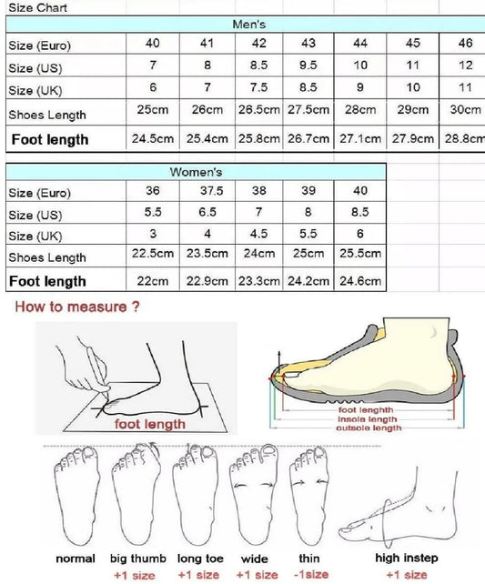 12.1) Tableau de mesure pour la pointure H/F