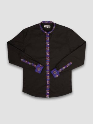 Chemise Mao noire manches longues N’Djamena