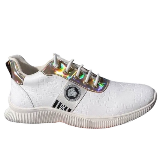 Baskets Sneakers VERSACE JEANS COUTURE White Baroque argenté