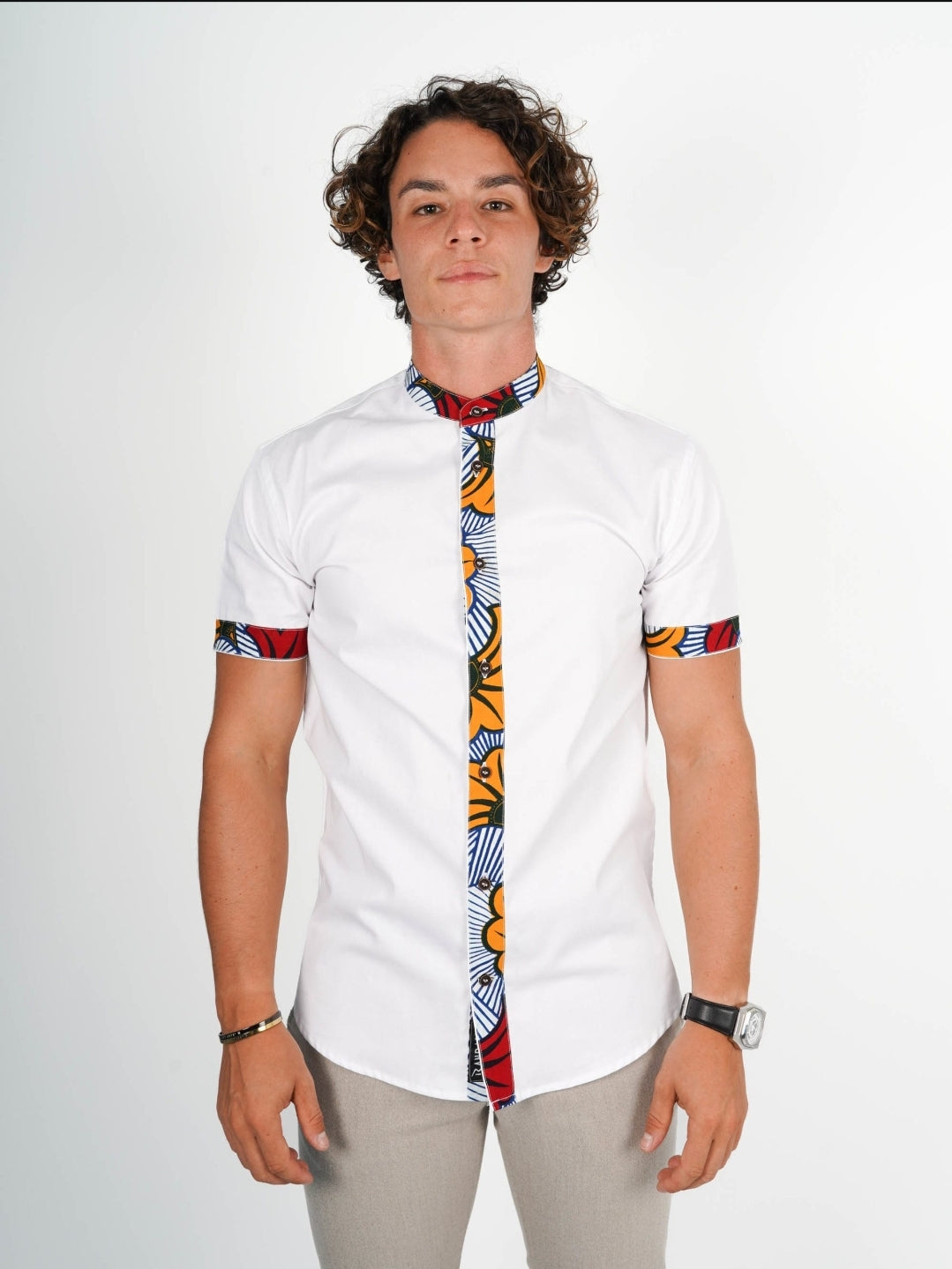 Chemise Mao manches courtes Abidjan Wax Bandama