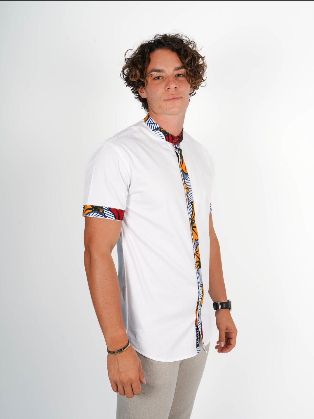 Chemise Mao manches courtes Abidjan Wax Bandama