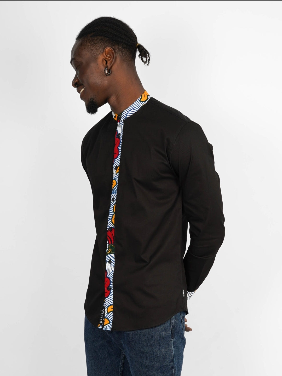 Chemise Mao noire manches longues Abidjan