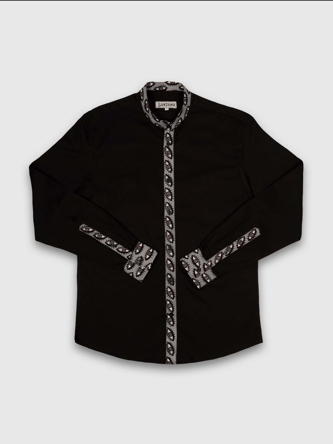 Chemise Mao noire manches longues Abuja