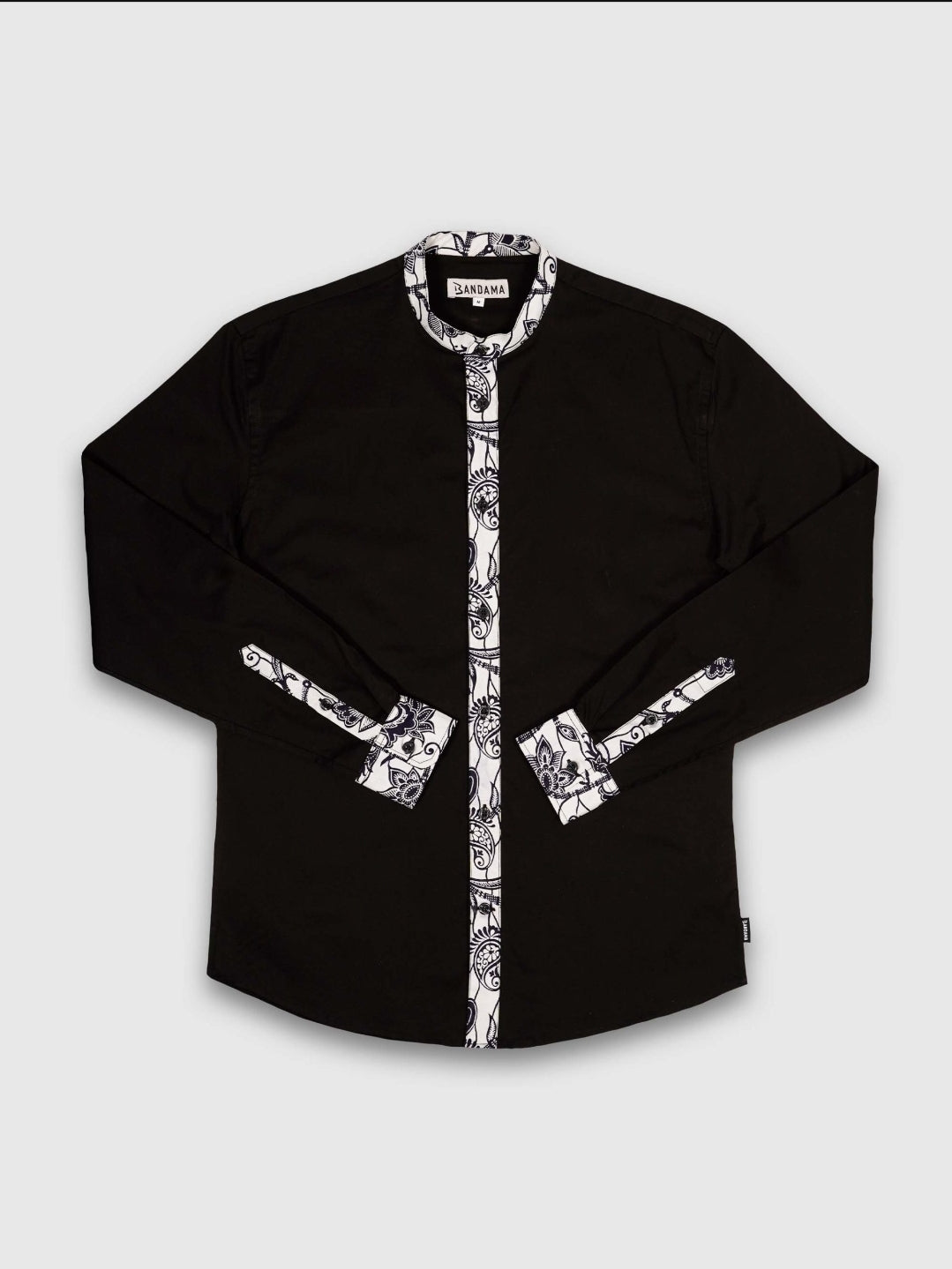 Chemise Mao noire manches longues Lagos