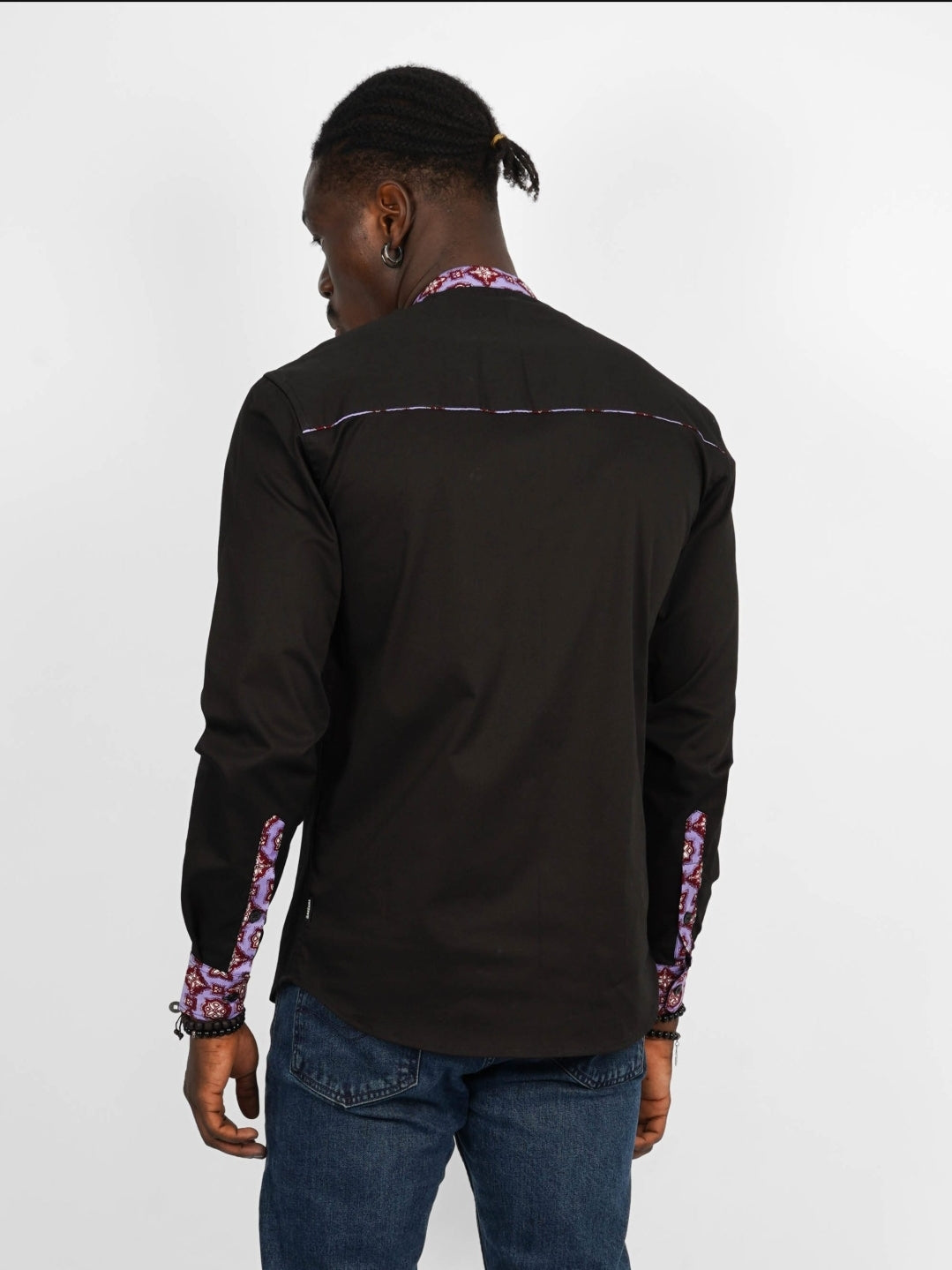 Chemise Mao noire manches longues Malabo