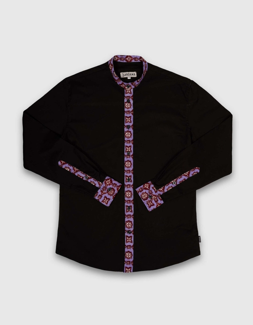 Chemise Mao noire manches longues Malabo