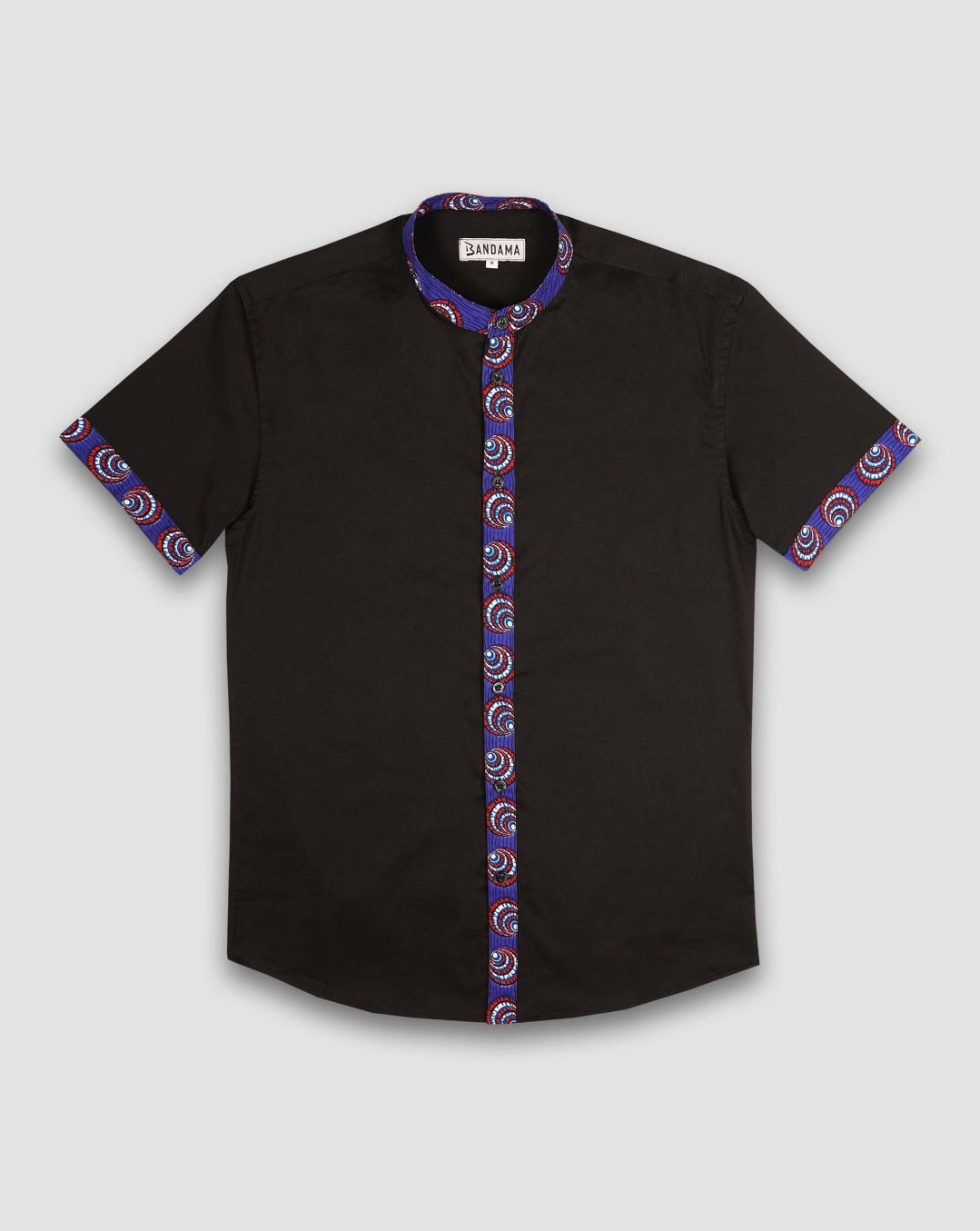 Chemise Mao noire manches courtes N’Djamena