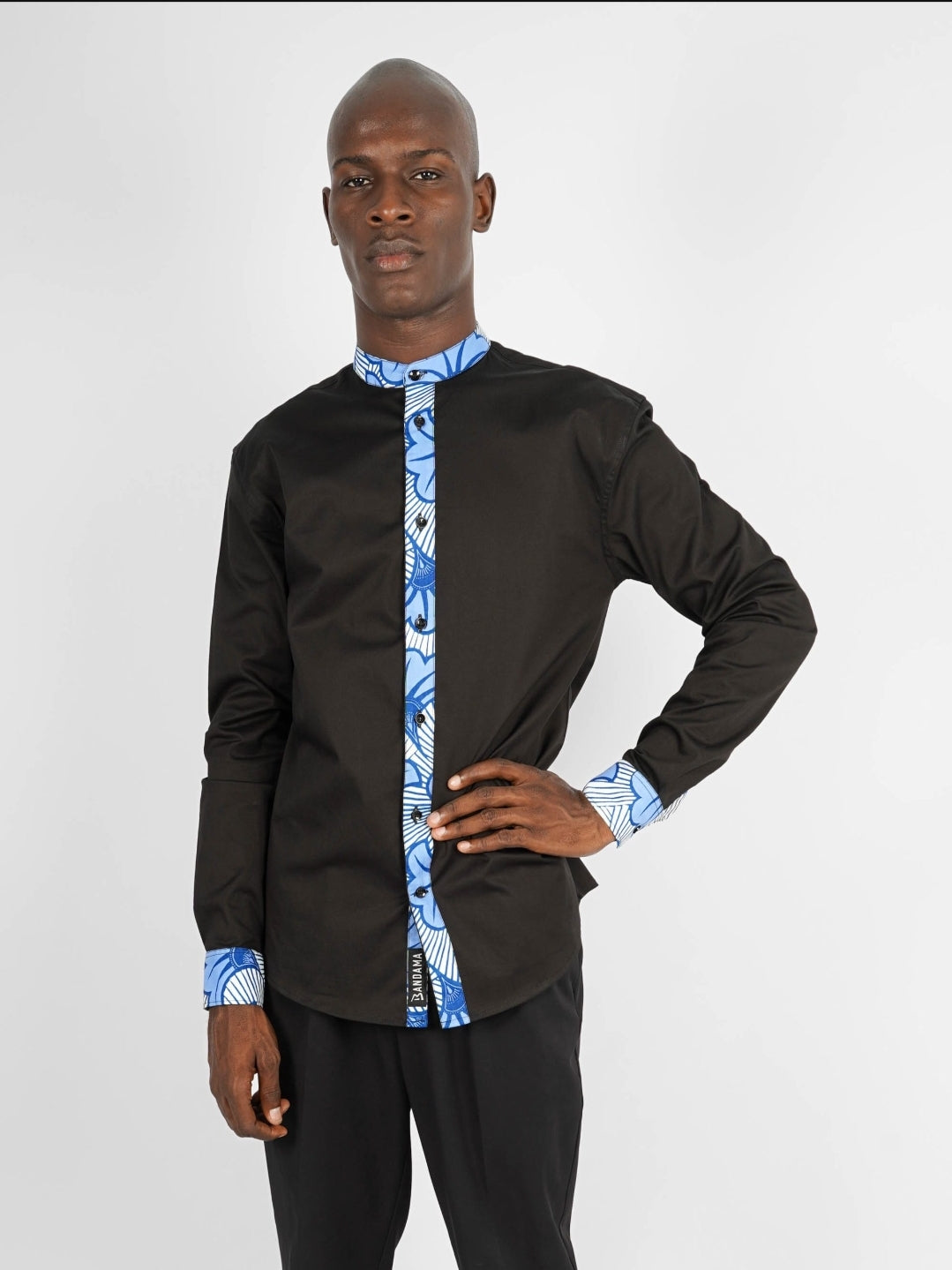 Chemise Mao noire manches longues Victoria