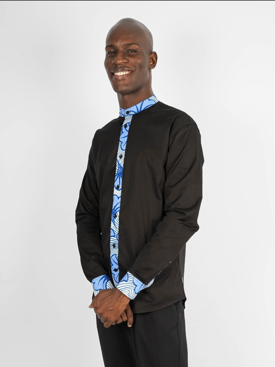 Chemise Mao noire manches longues Victoria