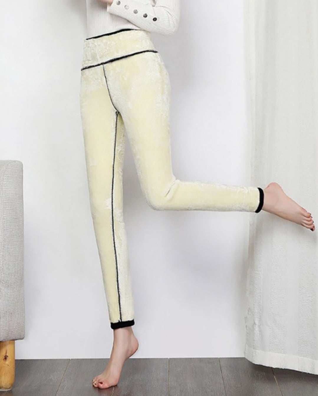 Leggings rembourré skinny boutonné à taille haute femme
