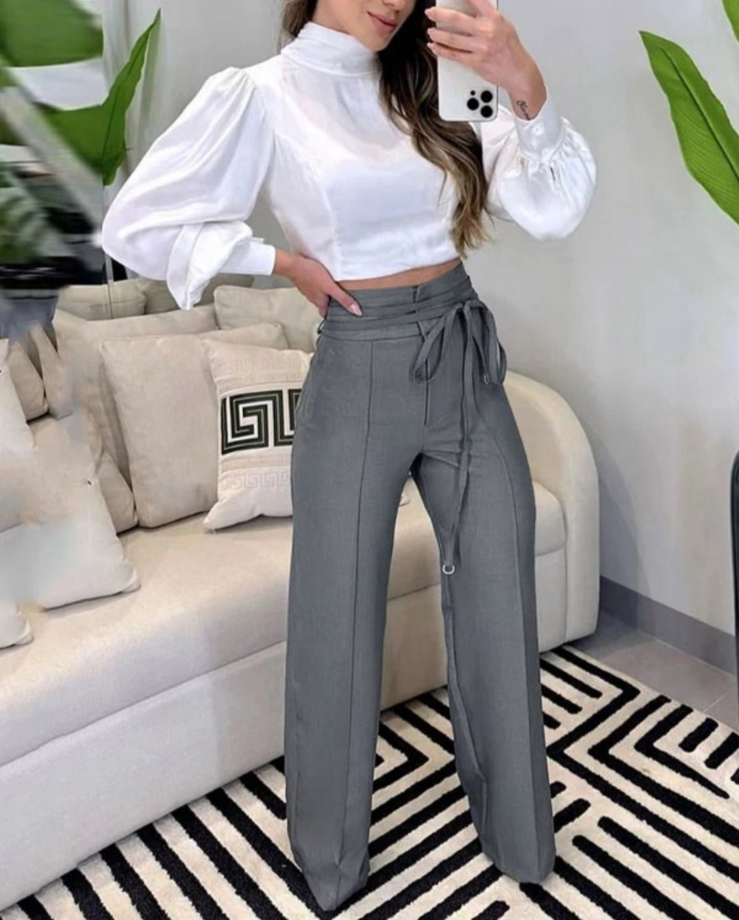 Pantalon skinny boutonné à taille femme