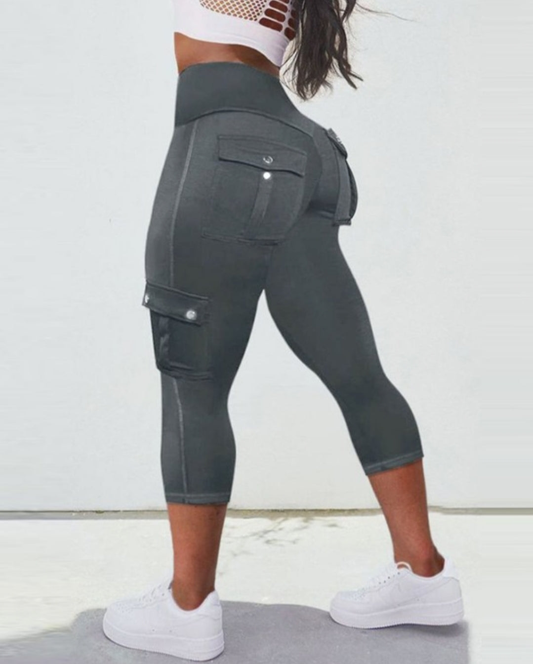 Leggings rembourré skinny boutonné à taille haute femme