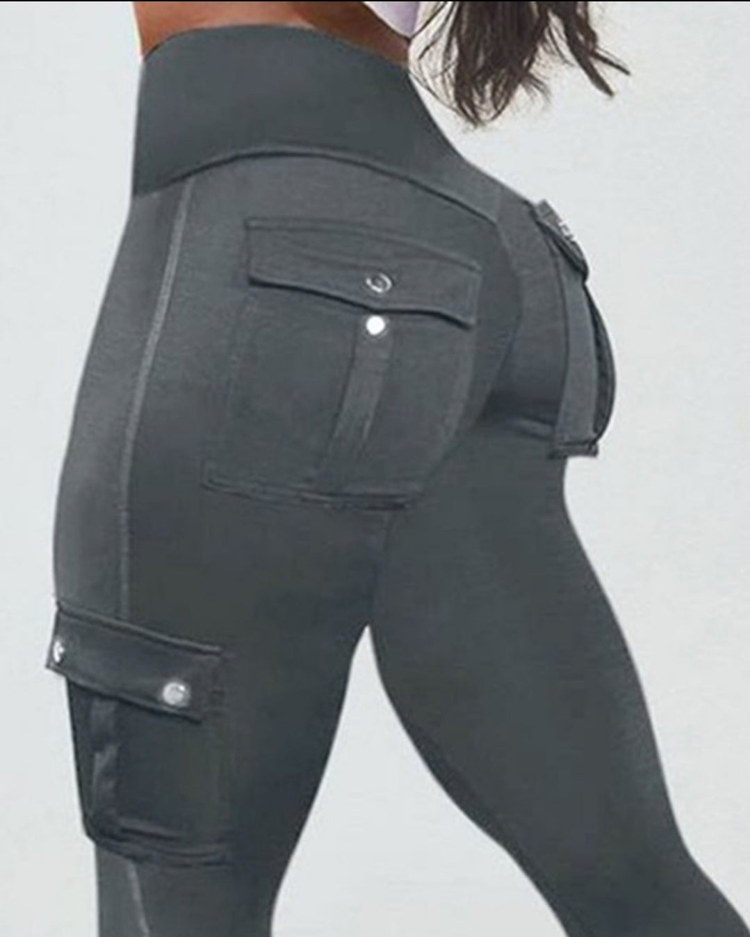 Leggings rembourré skinny boutonné à taille haute femme