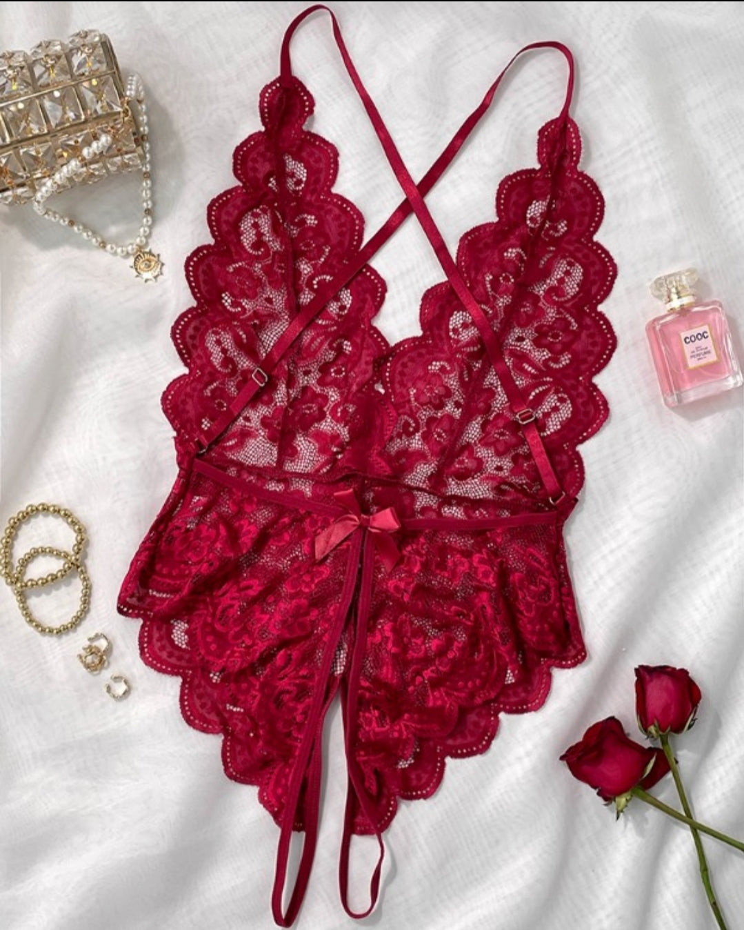 Ensemble de lingerie jarretière en dentelle Femme