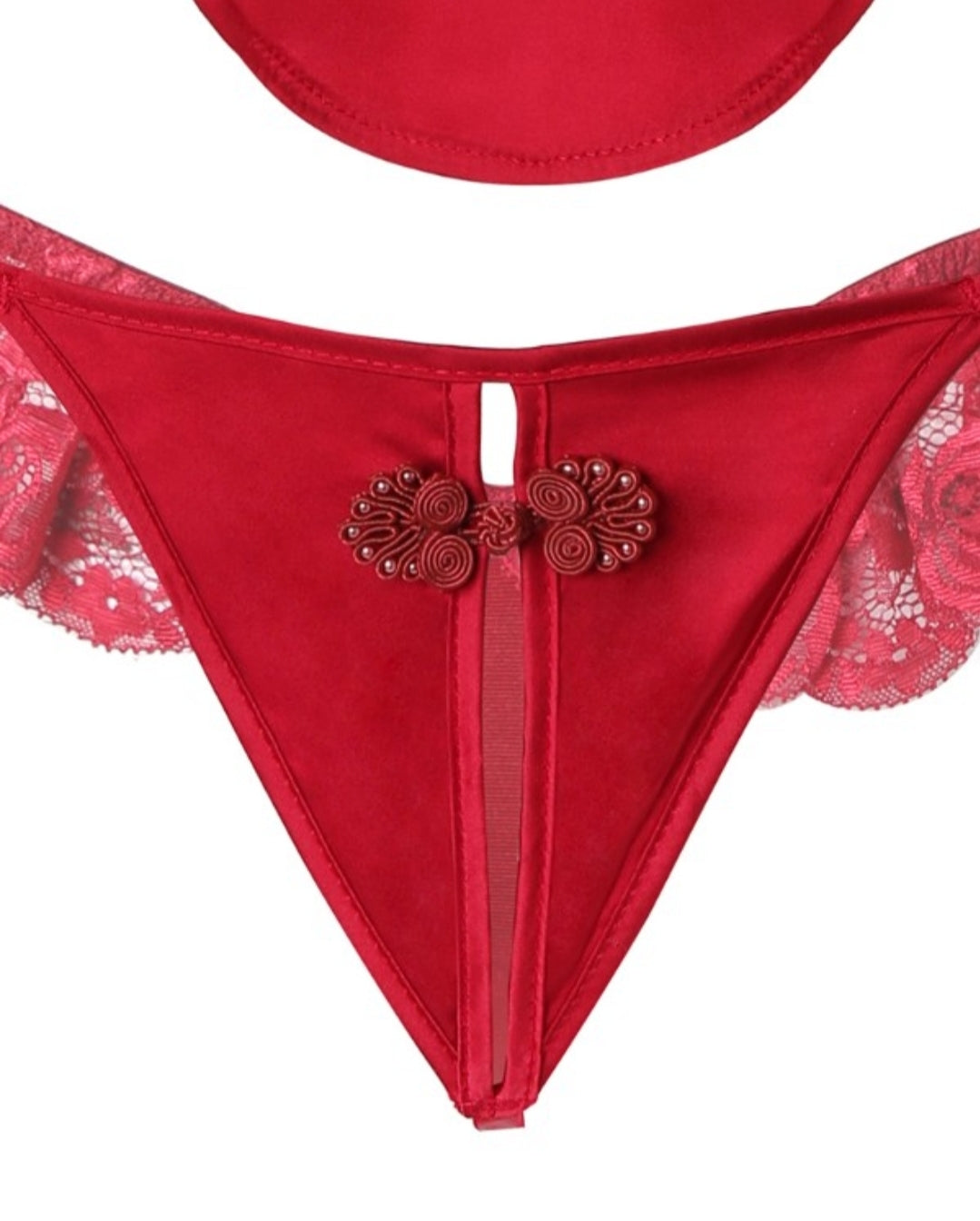 Ensemble de lingerie en satin à bordure en dentelle et dos nu