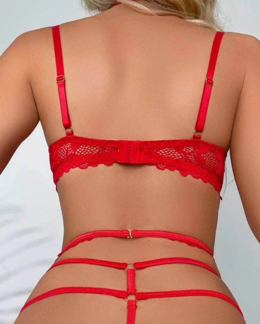 Ensemble de bustier avec jarretière en dentelle à décor de nœud