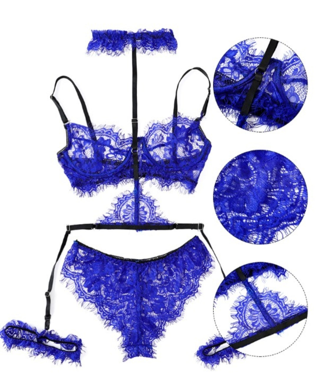 Ensemble de lingerie jarretière en dentelle 3PCS