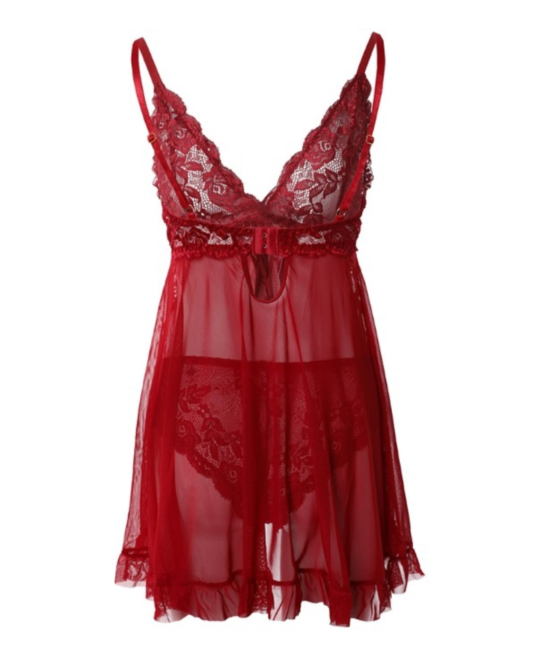Nuisette en dentelle transparente bowknot décor avec string