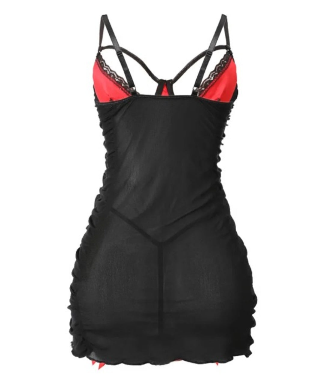 Nuisette bowknot décor colorblock lace babydoll avec string