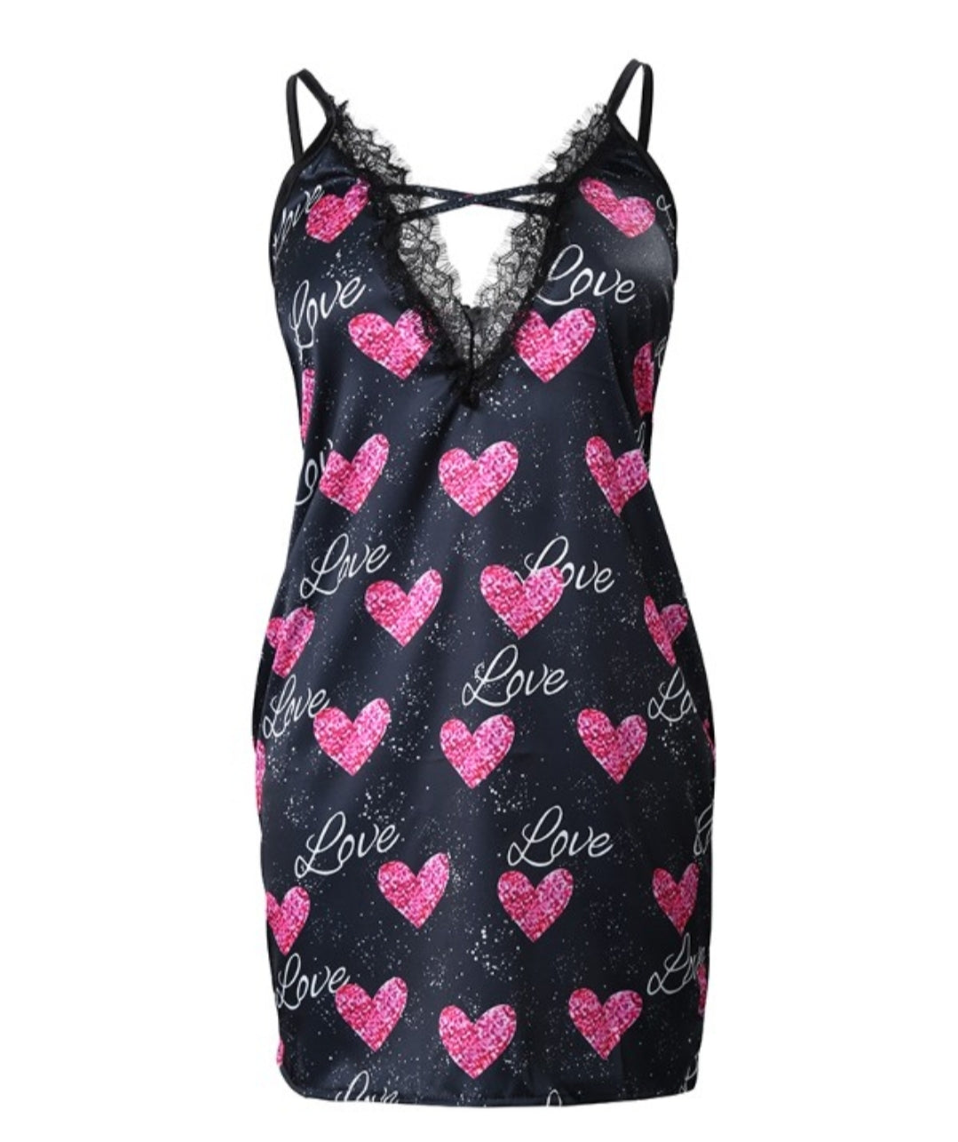 Nuisette robe de nuit en dentelle à imprimé cœur d'amour pour la Saint-valentin