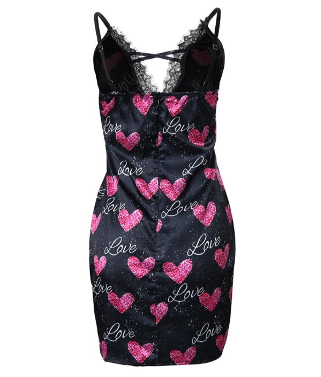 Nuisette robe de nuit en dentelle à imprimé cœur d'amour pour la Saint-valentin