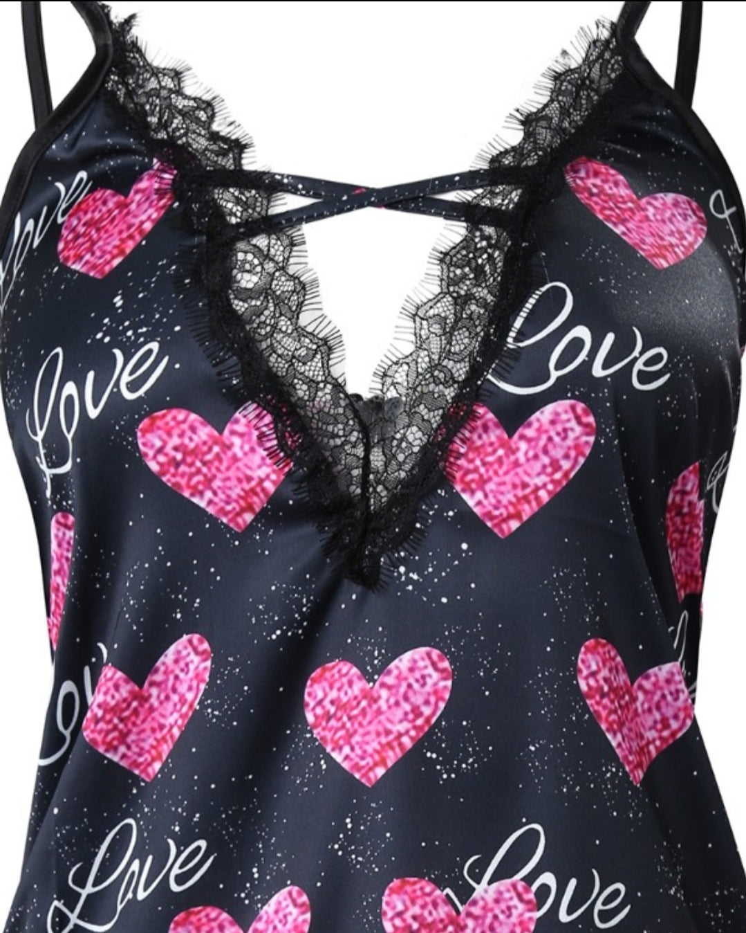 Nuisette robe de nuit en dentelle à imprimé cœur d'amour pour la Saint-valentin