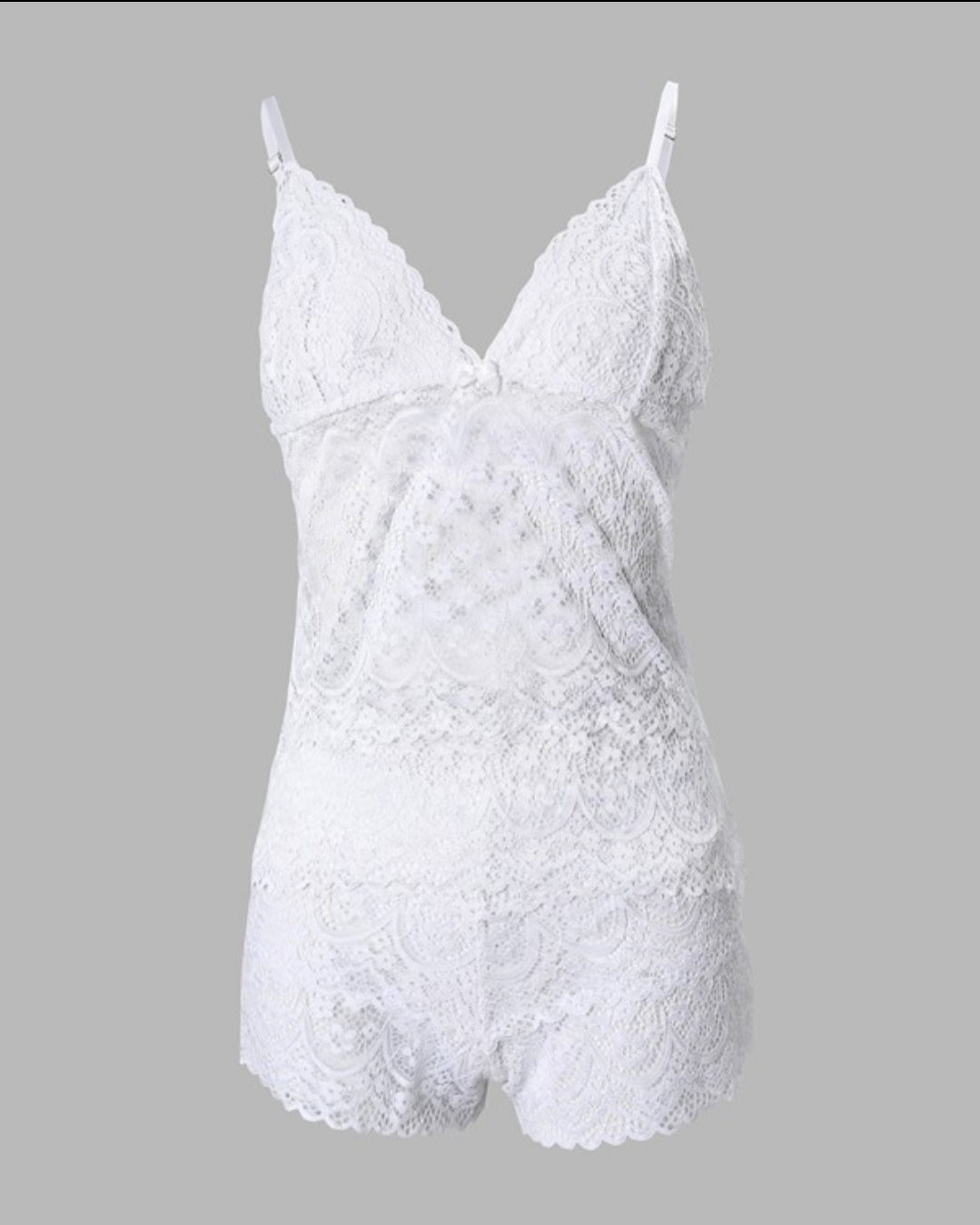 Nuisette ensemble caraco en dentelle à empiècements contrastants