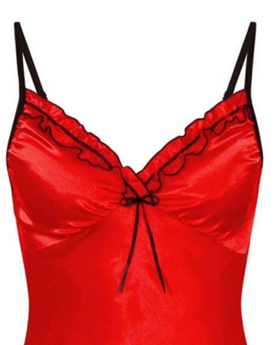 Nuisette spaghetti strap bowknot décor Slitt sleep dress