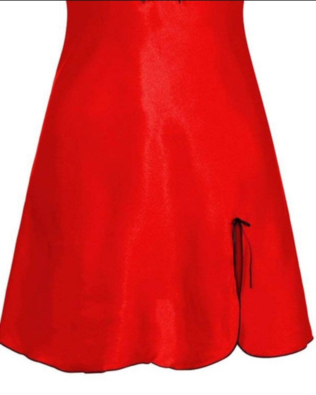 Nuisette spaghetti strap bowknot décor Slitt sleep dress