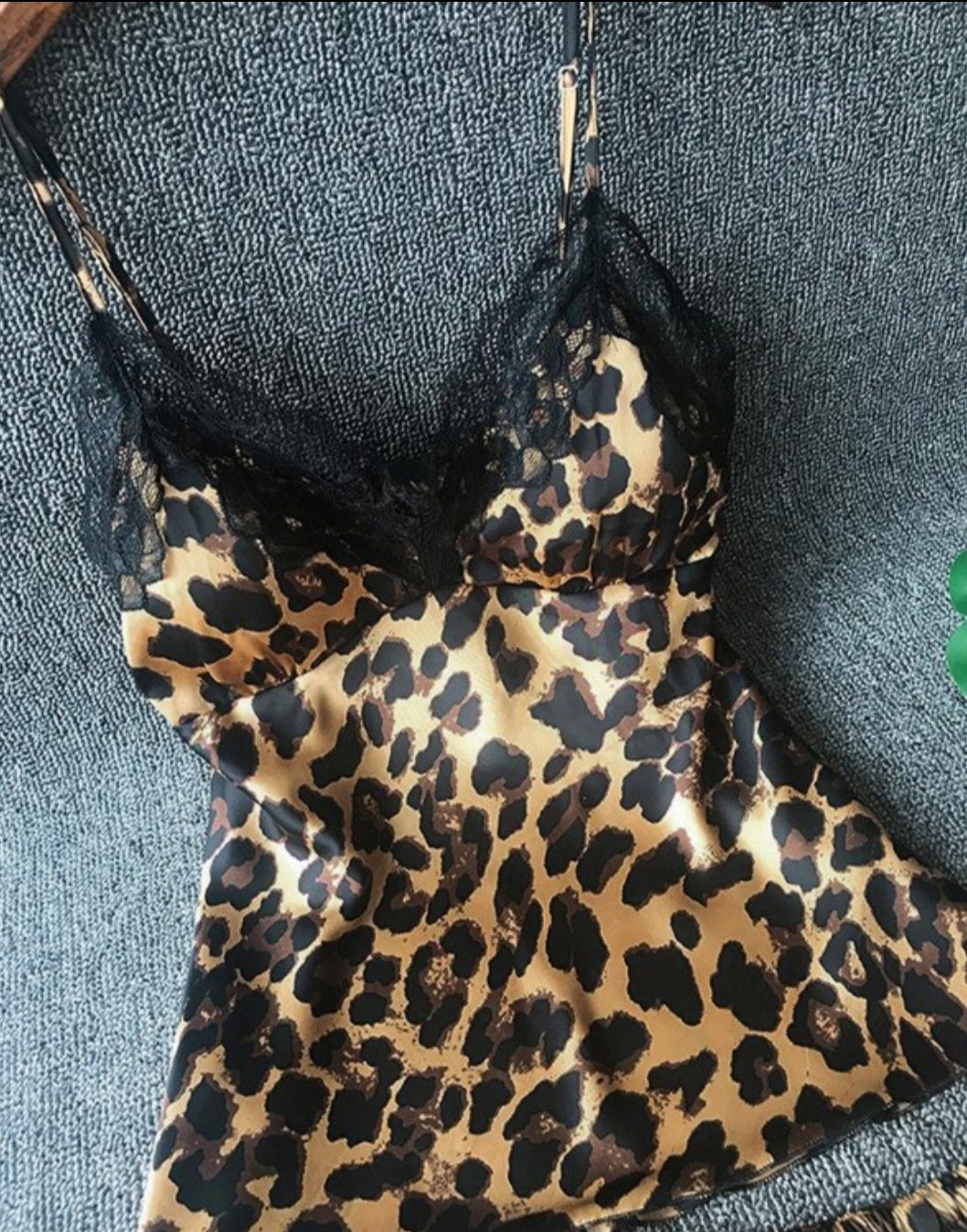 Nuisette ensemble caraco en dentelle à imprimé léopard