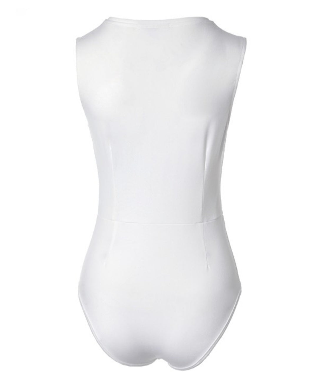 Body sans manches à col en V et fermeture éclair sur le devant