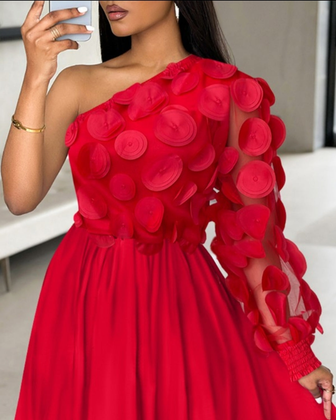 Robe décontractée à patch en maille Froncée à motif Floral