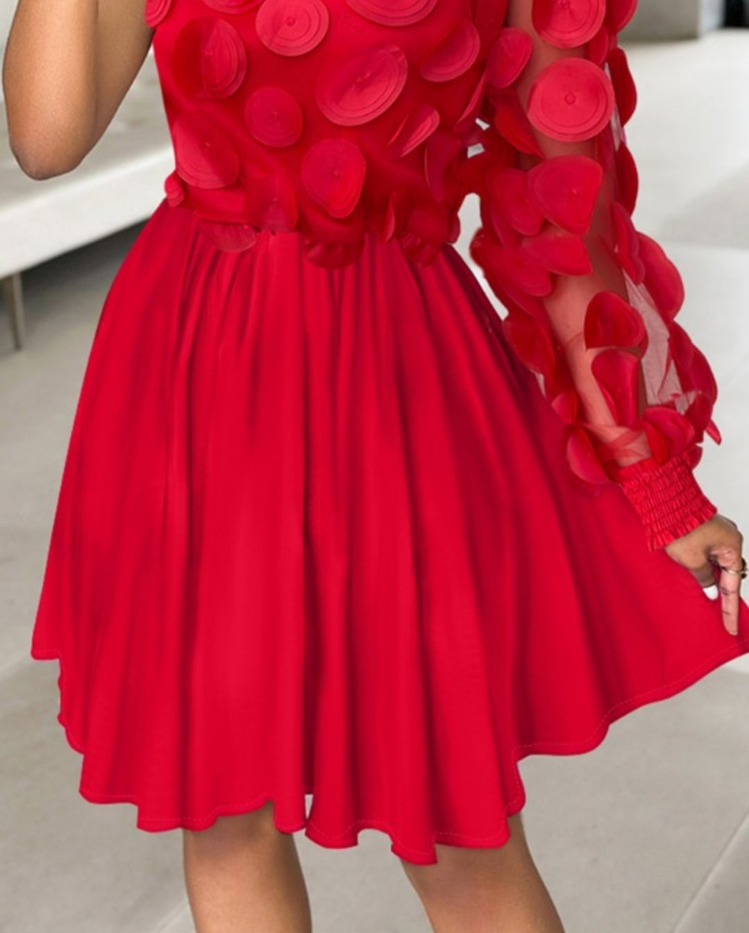Robe décontractée à patch en maille Froncée à motif Floral