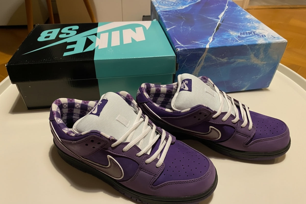 Découvrez les Baskets Nike SB Dunk Low Purple Lobster X Concepts, une collaboration unique alliant style et performance.