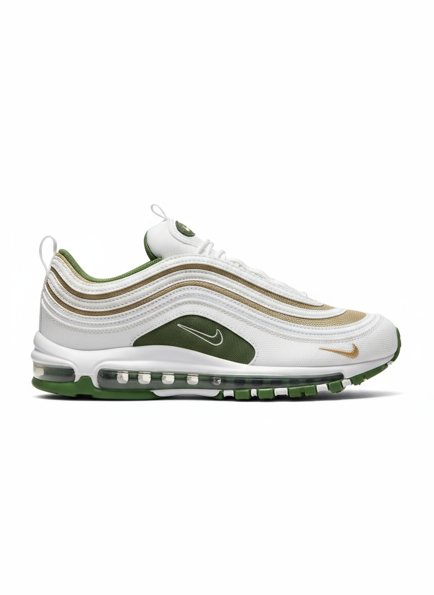 Premièrement, les baskets Nike Air Max 97 Femme incarnent un design emblématique et audacieux.
Inspirées des lignes fluides des trains à grande vitesse japonais.
