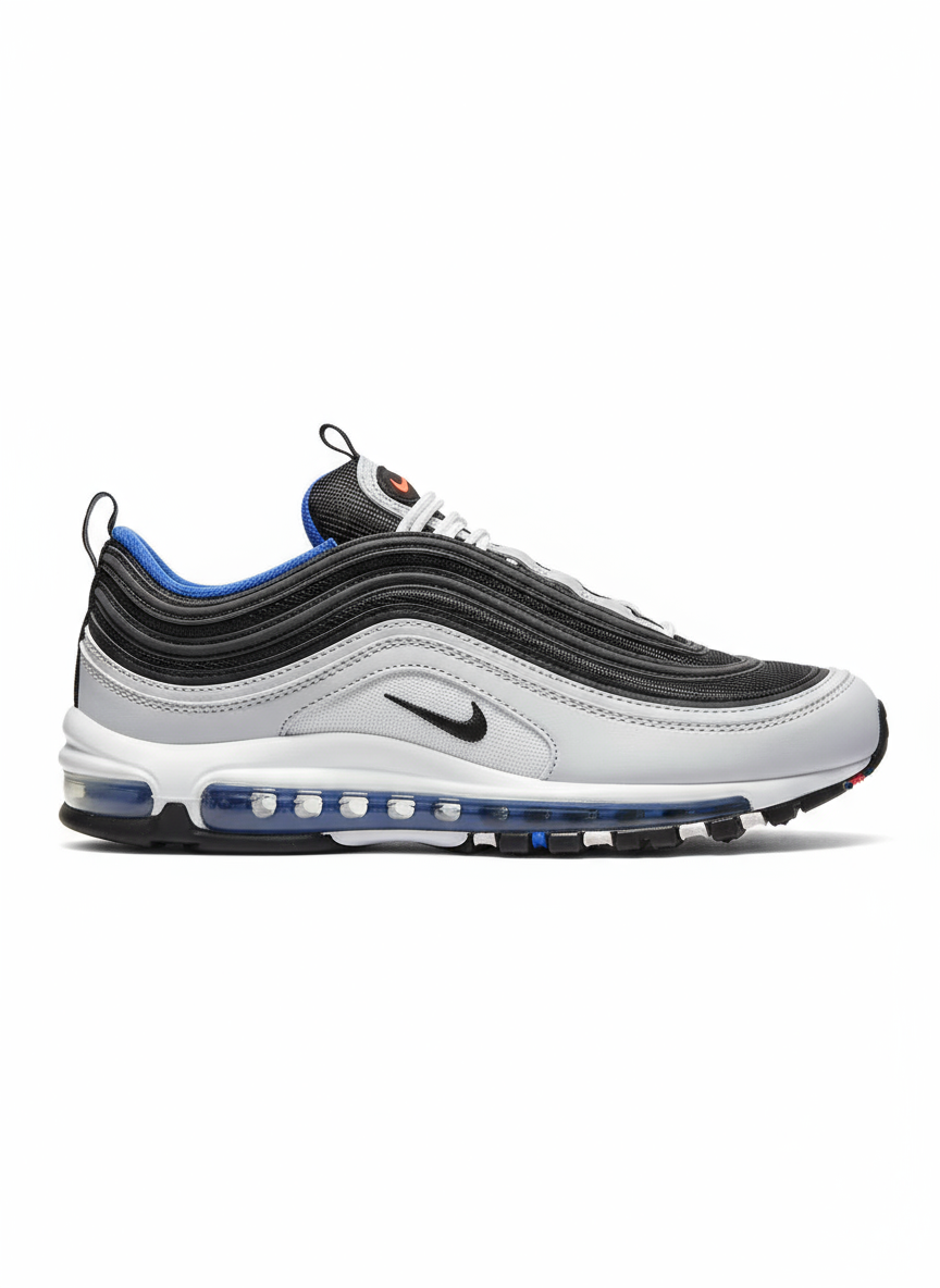 Premièrement, les baskets Nike Air Max 97 Femme incarnent un design emblématique et audacieux.
Inspirées des lignes fluides des trains à grande vitesse japonais.
