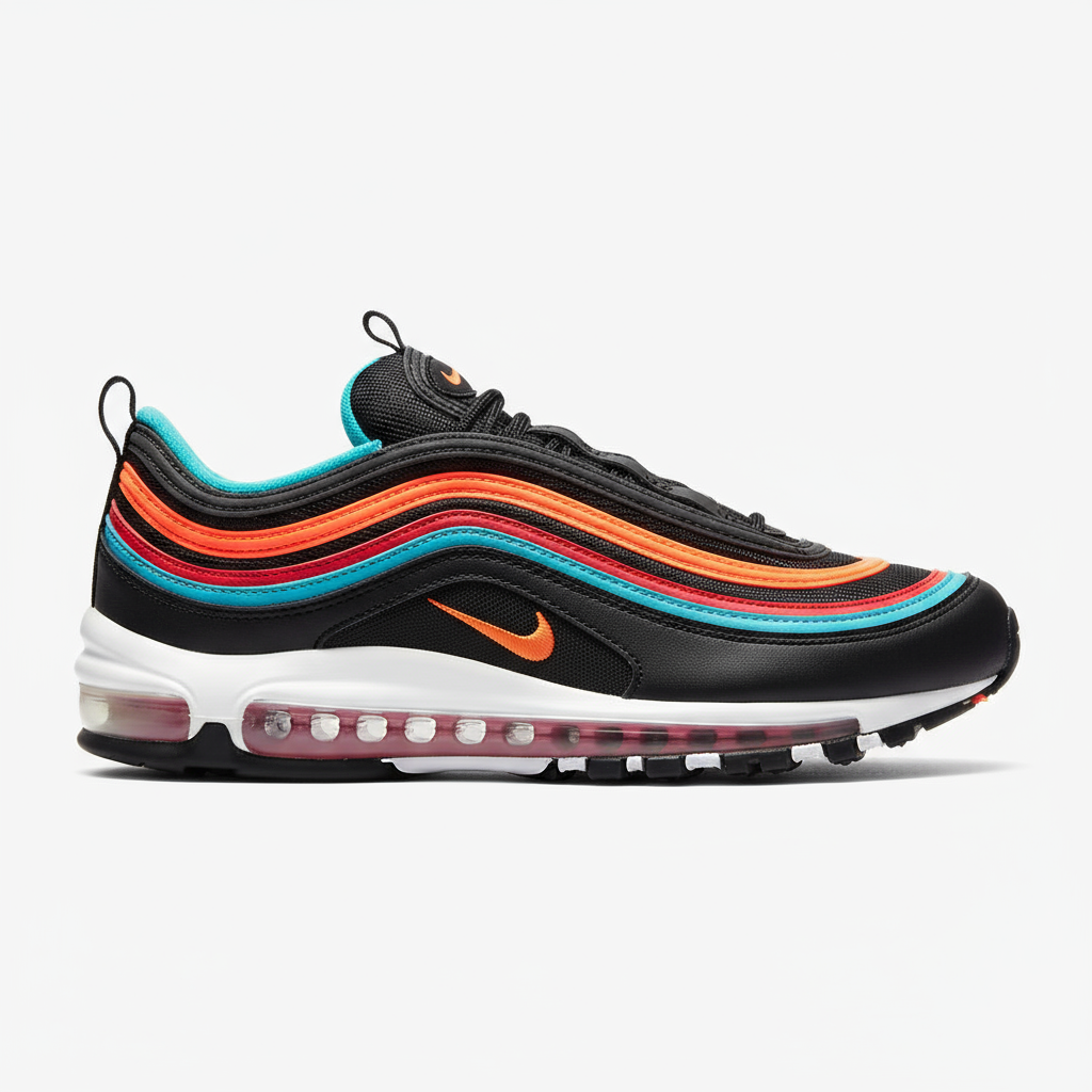 Premièrement, les baskets Nike Air Max 97 Femme incarnent un design emblématique et audacieux.
Inspirées des lignes fluides des trains à grande vitesse japonais.