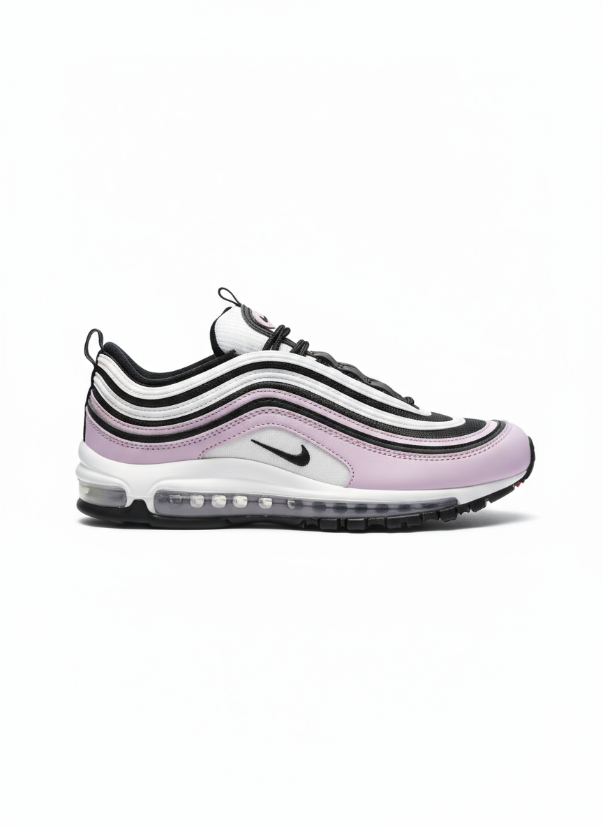 Premièrement, les baskets Nike Air Max 97 Femme incarnent un design emblématique et audacieux.
Inspirées des lignes fluides des trains à grande vitesse japonais.