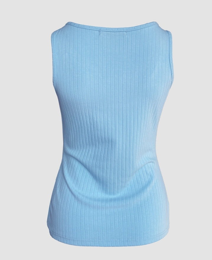 Premièrement : Ce Haut en tricot sans manches à col en V et dentelle contrastante Femme.