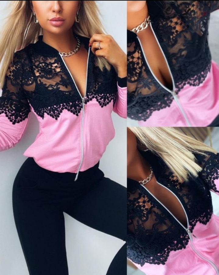 Premièrement : Apportez une touche de sophistication et d’élégance à votre garde-robe avec ce Manteau à manches longues et fermeture à glissière en dentelle guipure femme.