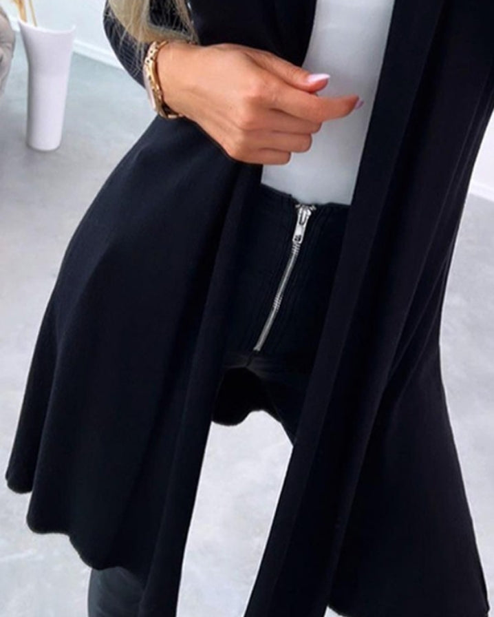 Long sleeve open front knit cardigan