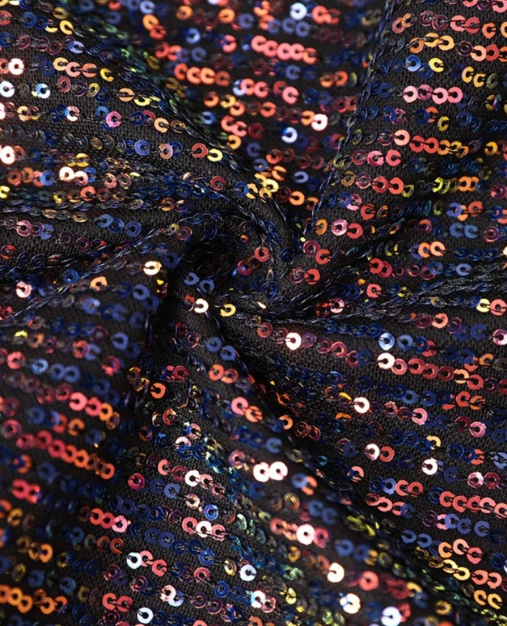 Premièrement : Brillez avec ce Manteau blazer à paillettes scintillantes, ouvert sur le devant , manches bouffantes femme.