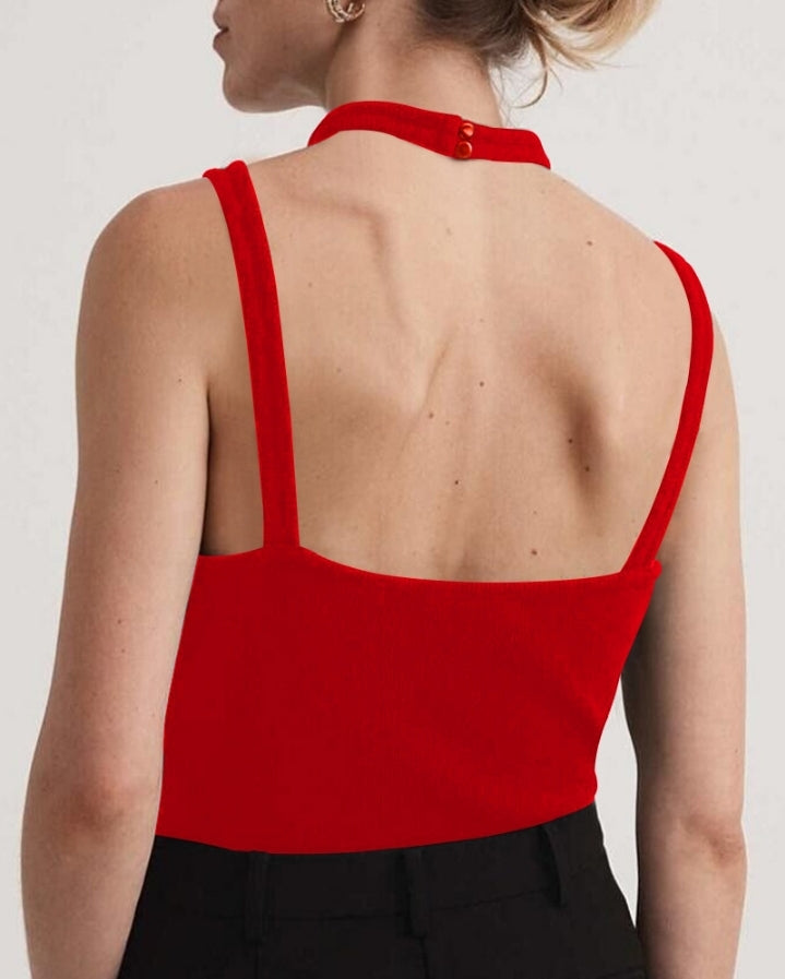 Premièrement : Ce Débardeur décolleté à col asymétrique croisé Femme.