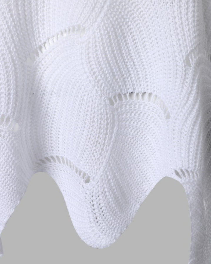 Casual hollow long sleeve knit sweater