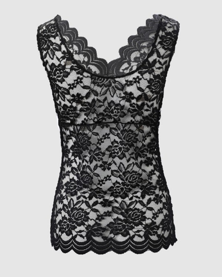 Premièrement : Ce Débardeur en dentelle brodée à col en V femme  incarne l’élégance romantique avec une touche délicate.