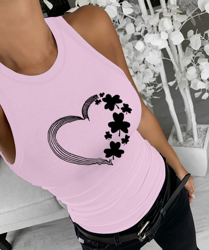 Premièrement : Célébrez la Saint-Patrick avec style grâce à ce Débardeur imprimé cœur chanceux de trèfle de la Saint-Patrick femme