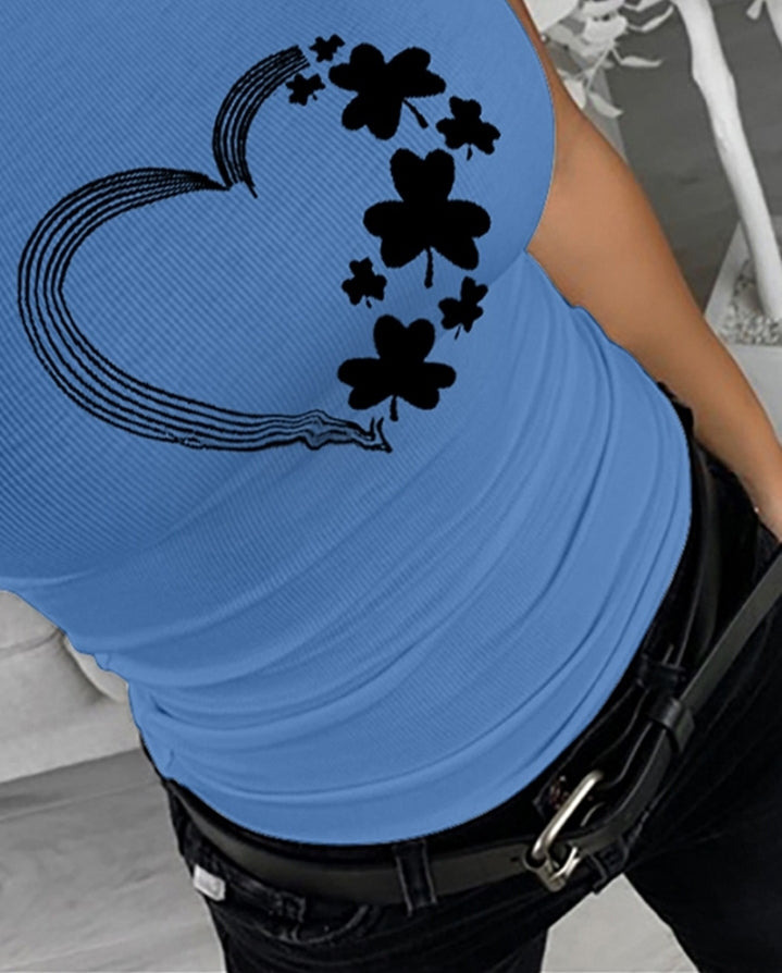 Premièrement : Célébrez la Saint-Patrick avec style grâce à ce Débardeur imprimé cœur chanceux de trèfle de la Saint-Patrick femme