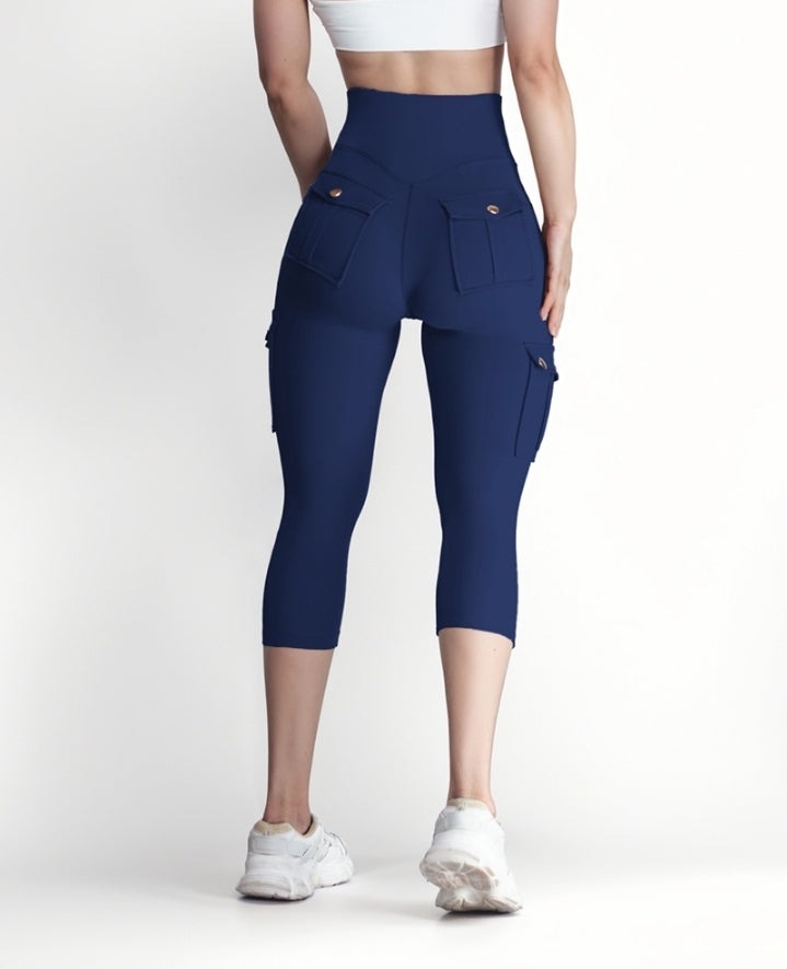 Premièrement : Ce Legging de motard taille haute avec poches à rabat pour soulever les fesses.