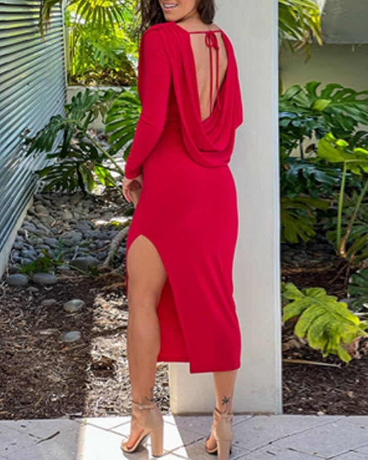 Premièrement : Cette Robe longue froncée à col rond et sans manches Femme .