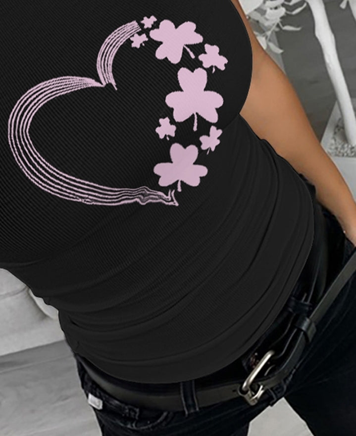 Premièrement : Célébrez la Saint-Patrick avec style grâce à ce Débardeur imprimé cœur chanceux de trèfle de la Saint-Patrick femme